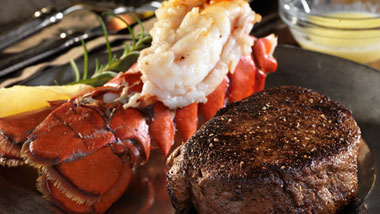 Lobster tail and steak
