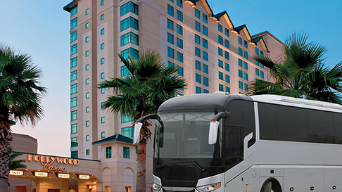 bus in front of casino hotel