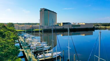 hotel exterior on water