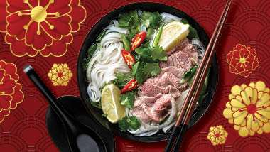 Asian dish with noodles and meat
