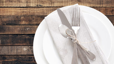 place setting on wooden table
